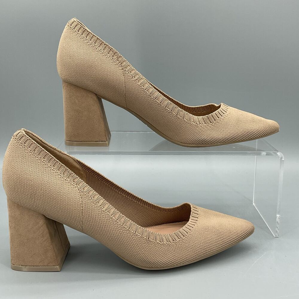 Amore Women’s Crystina Block Heel Pumps Sand Size 7M